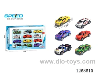 12PCS pull back tin car