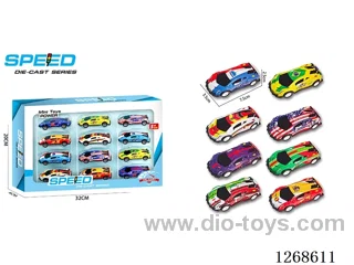 12PCS pull back tin car