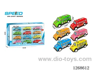 12PCS pull back tin car