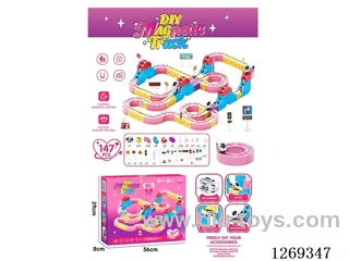 147PCS Magnetic Building Block Track Car included battery