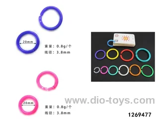 Colorful Plastic Loose-leaf Opening Rings, Inner Diameter 20mm, Wire Thickness 3.8mm