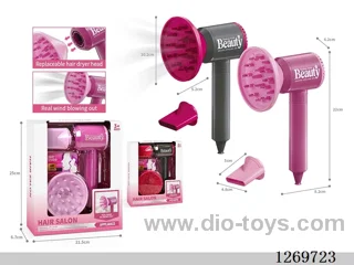 Hair Dryer Set (Features: Electric; Black/Purple-Pink color mix; 2 AA batteries not included)