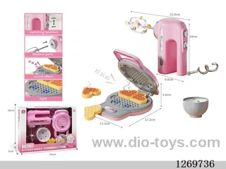 Large Waffle Maker and Mixer Set (Mixer features: Electric; requires 2 AA batteries, not included / Waffle maker features: Lights and sound effects, color-changing; requires 3 AAA batteries, not included)