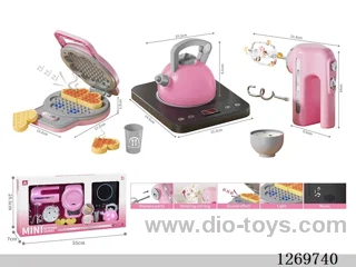 Large Mixer, Waffle Maker, and Battery Stove Set (Mixer: Electric; 2 AA batteries not included / Waffle Maker: Lights, sound effects, color-changing; 3 AAA batteries not included / Battery Stove: Lights, sound effects; 3 AAA batteries not included)