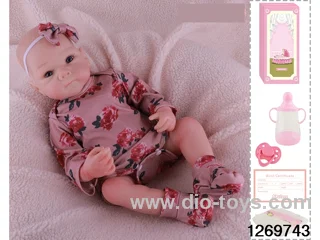 48CM Doll（Soft Rubber High-Fidelity(Hand-painted Hair, High-Quality Painting) Bottle, Magnetic Sippy Cup, Diapers, Birth card