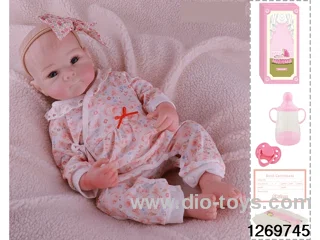 48CM Doll（Soft Rubber High-Fidelity(Hand-painted Hair, High-Quality Painting) Bottle, Magnetic Sippy Cup, Diapers, Birth card