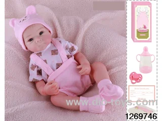 48CM Doll（Soft Rubber High-Fidelity(Hand-painted Hair, High-Quality Painting) Bottle, Magnetic Sippy Cup, Diapers, Birth card