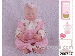 48CM Doll（Soft Rubber High-Fidelity(Hand-painted Hair, High-Quality Painting) Bottle, Magnetic Sippy Cup, Diapers, Birth card