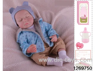 48CM Doll（Soft Rubber High-Fidelity(Hand-painted Hair, High-Quality Painting) Bottle, Magnetic Sippy Cup, Diapers, Birth card