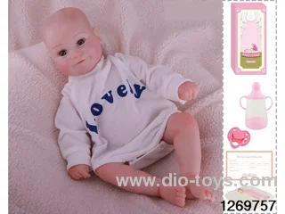 48CM Doll（Soft Rubber High-Fidelity(Hand-painted Hair, High-Quality Painting) Bottle, Magnetic Sippy Cup, Diapers, Birth card