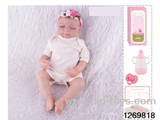 48CM Doll（Soft Rubber High-Fidelity(Hand-painted Hair, High-Quality Painting) Bottle, Magnetic Sippy Cup, Diapers, Birth card