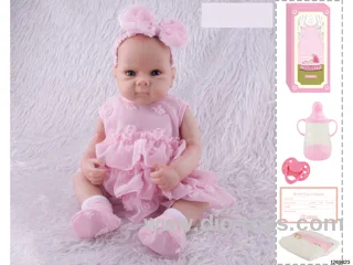 48CM Doll（Soft Rubber High-Fidelity(Hand-painted Hair, High-Quality Painting) Bottle, Magnetic Sippy Cup, Diapers, Birth card