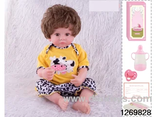 48CM Doll（Soft Rubber High-Fidelity(Hand-painted Hair, High-Quality Painting) Bottle, Magnetic Sippy Cup, Diapers, Birth card