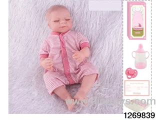 48CM Doll（Soft Rubber High-Fidelity(Hand-painted Hair, High-Quality Painting) Bottle, Magnetic Sippy Cup, Diapers, Birth card