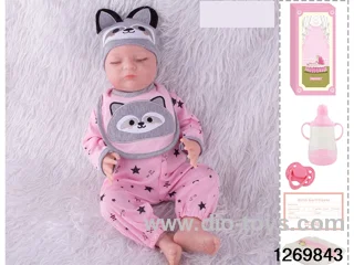 48CM Doll（Soft Rubber High-Fidelity(Hand-painted Hair, High-Quality Painting) Bottle, Magnetic Sippy Cup, Diapers, Birth card