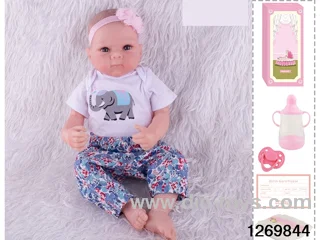 48CM Doll（Soft Rubber High-Fidelity(Hand-painted Hair, High-Quality Painting) Bottle, Magnetic Sippy Cup, Diapers, Birth card