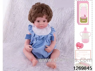 48CM Doll（Soft Rubber High-Fidelity(Hand-painted Hair, High-Quality Painting) Bottle, Magnetic Sippy Cup, Diapers, Birth card