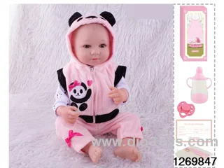 48CM Doll（Soft Rubber High-Fidelity(Hand-painted Hair, High-Quality Painting) Bottle, Magnetic Sippy Cup, Diapers, Birth card