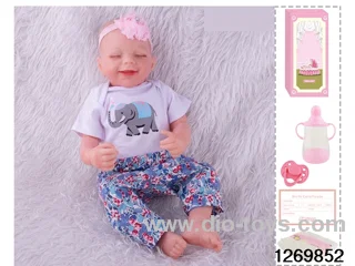 48CM Doll（Soft Rubber High-Fidelity(Hand-painted Hair, High-Quality Painting) Bottle, Magnetic Sippy Cup, Diapers, Birth card