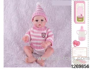 48CM Doll（Soft Rubber High-Fidelity(Hand-painted Hair, High-Quality Painting) Bottle, Magnetic Sippy Cup, Diapers, Birth card