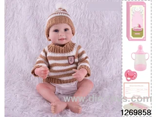 48CM Doll（Soft Rubber High-Fidelity(Hand-painted Hair, High-Quality Painting) Bottle, Magnetic Sippy Cup, Diapers, Birth card
