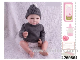 48CM Doll（Soft Rubber High-Fidelity(Hand-painted Hair, High-Quality Painting) Bottle, Magnetic Sippy Cup, Diapers, Birth card
