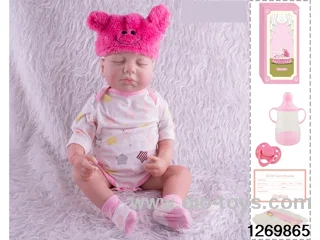 48CM Doll（Soft Rubber High-Fidelity(Hand-painted Hair, High-Quality Painting) Bottle, Magnetic Sippy Cup, Diapers, Birth card