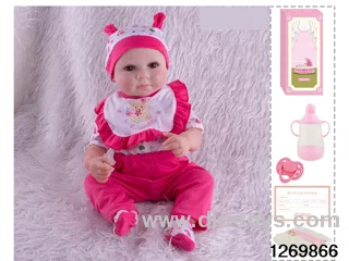 48CM Doll（Soft Rubber High-Fidelity(Hand-painted Hair, High-Quality Painting) Bottle, Magnetic Sippy Cup, Diapers, Birth card