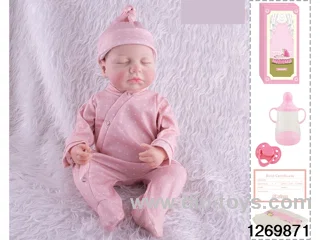 48CM Doll（Soft Rubber High-Fidelity(Hand-painted Hair, High-Quality Painting) Bottle, Magnetic Sippy Cup, Diapers, Birth card