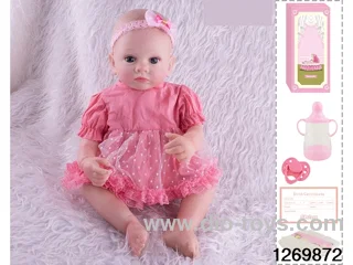 48CM Doll（Soft Rubber High-Fidelity(Hand-painted Hair, High-Quality Painting) Bottle, Magnetic Sippy Cup, Diapers, Birth card