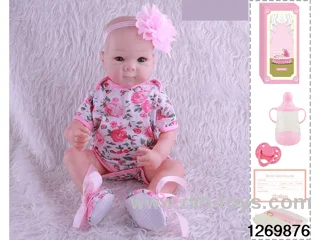 48CM Doll（Soft Rubber High-Fidelity(Hand-painted Hair, High-Quality Painting) Bottle, Magnetic Sippy Cup, Diapers, Birth card