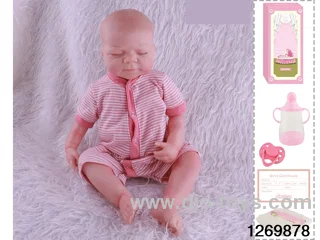 48CM Doll（Soft Rubber High-Fidelity(Hand-painted Hair, High-Quality Painting) Bottle, Magnetic Sippy Cup, Diapers, Birth card