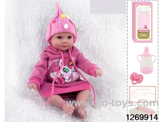 48CM Doll（Soft Rubber High-Fidelity(Hand-painted Hair, High-Quality Painting) Bottle, Magnetic Sippy Cup, Diapers, Birth card