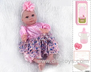 48CM Doll（Soft Rubber High-Fidelity(Hand-painted Hair, High-Quality Painting) Bottle, Magnetic Sippy Cup, Diapers, Birth card
