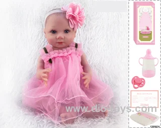 48CM Doll（Soft Rubber High-Fidelity(Hand-painted Hair, High-Quality Painting) Bottle, Magnetic Sippy Cup, Diapers, Birth card