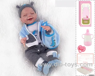 48CM Doll（Soft Rubber High-Fidelity(Hand-painted Hair, High-Quality Painting) Bottle, Magnetic Sippy Cup, Diapers, Birth card