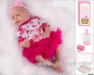 48CM Doll（Soft Rubber High-Fidelity(Hand-painted Hair, High-Quality Painting) Bottle, Magnetic Sippy Cup, Diapers, Birth card
