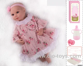 48CM Doll（Soft Rubber High-Fidelity(Hand-painted Hair, High-Quality Painting) Bottle, Magnetic Sippy Cup, Diapers, Birth card