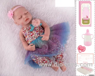 48CM Doll（Soft Rubber High-Fidelity(Hand-painted Hair, High-Quality Painting) Bottle, Magnetic Sippy Cup, Diapers, Birth card