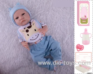 48CM Doll（Soft Rubber High-Fidelity(Hand-painted Hair, High-Quality Painting) Bottle, Magnetic Sippy Cup, Diapers, Birth card