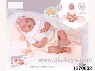 16-inch cotton body doll with power function and 12 vocal cords sleep basket