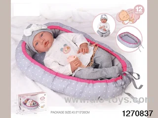 16-inch cotton body doll with power function and 12 vocal cords sleep basket