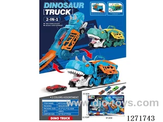 Carnotaurus Swallowing Track Storage Car (with 6 free wheel alloy cars)