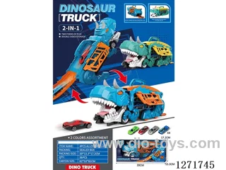 Carnotaurus Swallowing Track Storage Car (Includes 4 free wheel alloy cars)