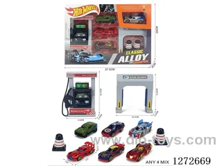 Gas Station Set (4 free wheel alloy cars)