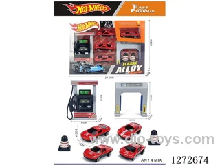 Gas Station Set (4 free wheel alloy cars)