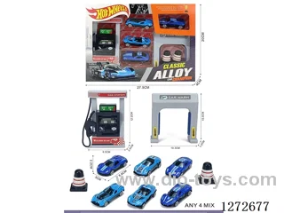 Gas Station Set (4 free wheel alloy cars)