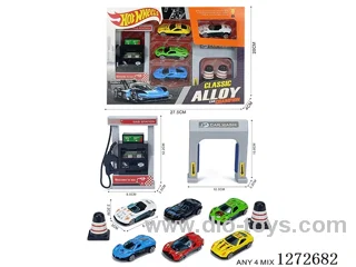 Gas Station Set (4 free wheel alloy cars)