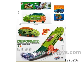 Transforming Dinosaur Storage Track Set + 1 Metal Car