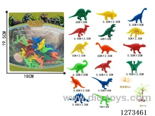 Solid-Color Eco-Friendly Mini Dinosaurs (12 Mini Dinosaurs + 1 Tree + 1 Egg)
